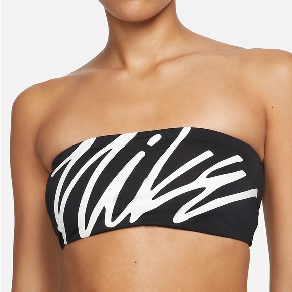 Nike Other - Nike Womens Multi Logo Bandeau Bikini Top Size Small Brand New Swim Black